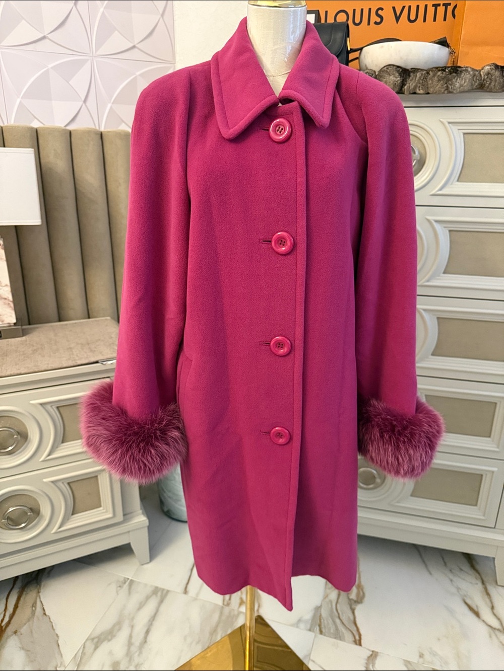 Wool & real fix fur coat large